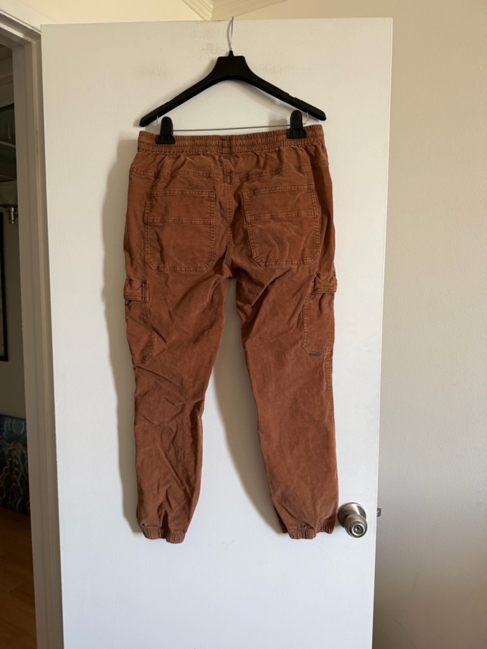 PrAna Brown Lost Highway Sepia Cargo Corduroy Jogger Pants size Medium EUC - Picture 7 of 11